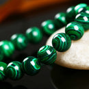 Green Round Malachite Stone Beaded Bracelet Men Women Fashion Party Jewelry