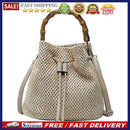 Beach Straw Woven Shoulder Bag Bamboo Handheld Crossbody Bucket Women Handbags