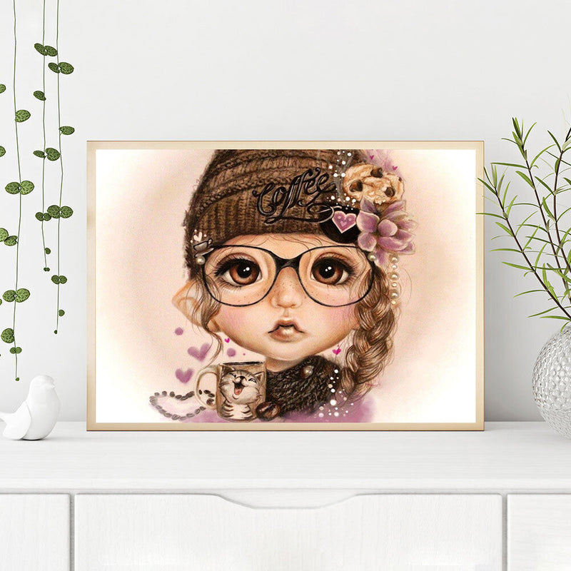Coffee Girl Oil Paint By Numbers Kits Canvas Picture Wall Art DIY Craft