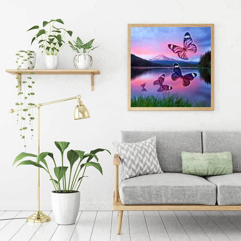 5D DIY Diamond Painting Butterfly Lake Full Round Drill Embroidery Craft Kits