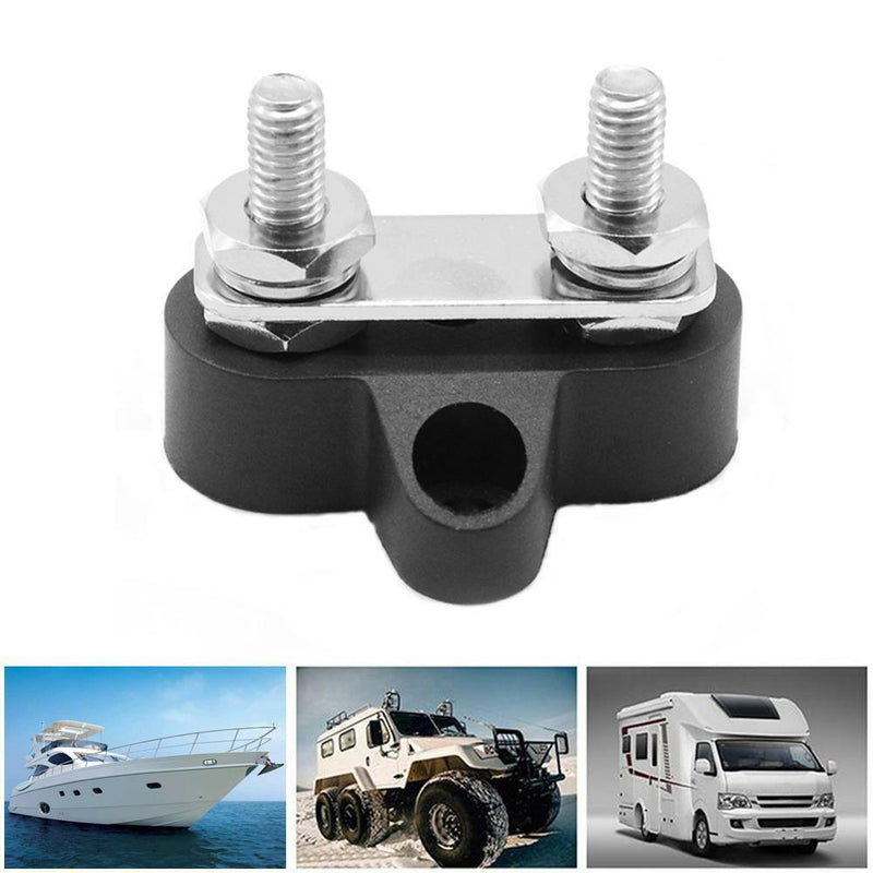 Bus Bar Terminal Block Heavy Duty Dual M6 Power Distribution Stud (Black)