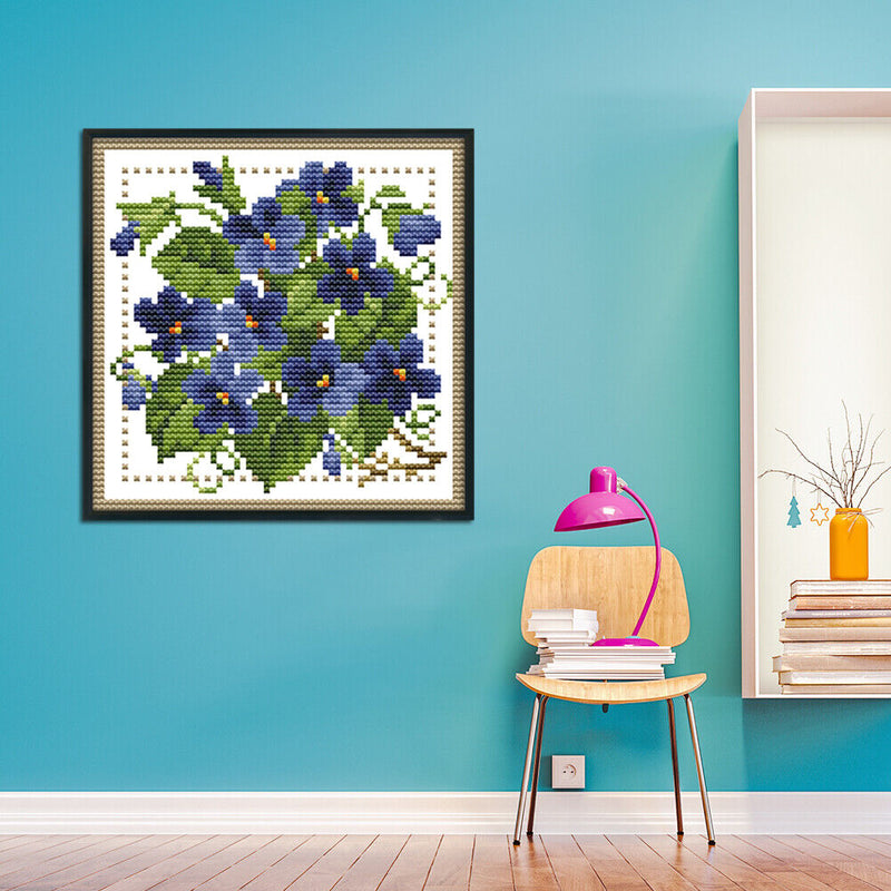 12 Months Flower DIY Cross Stitch 11CT Printed Embroidery (H424 February)
