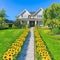 LED Solar Sunflower Shape Light Ground Plug-in Iron Lamp Path Decor (A)