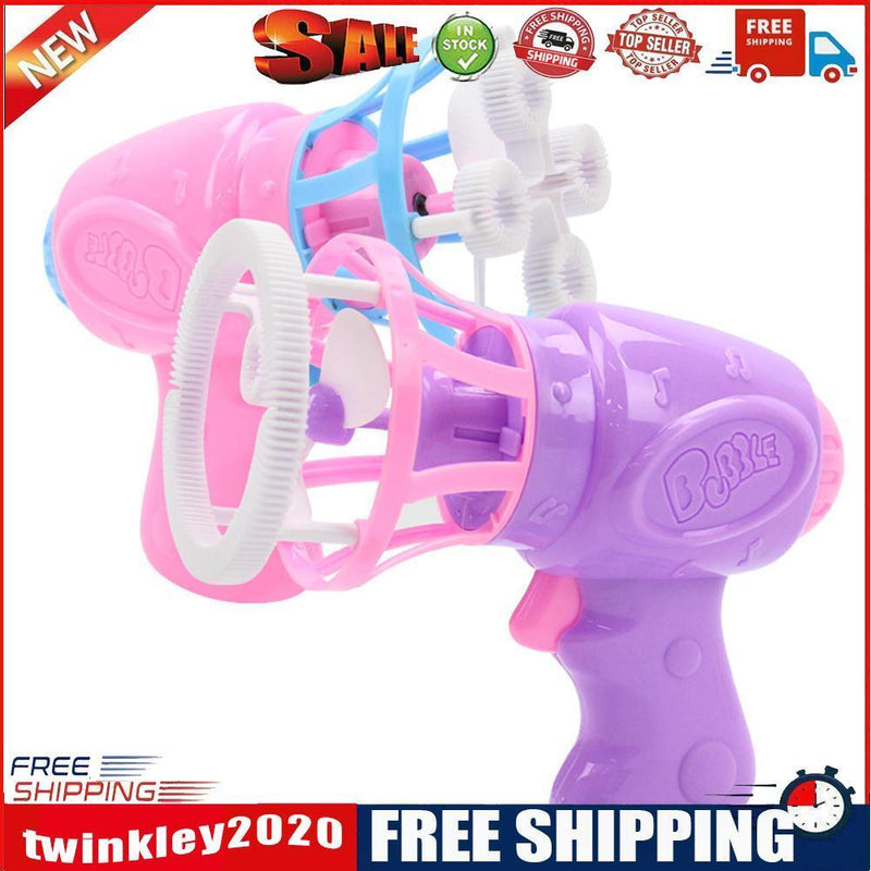 Plastic Electric Automatic Bubble Machine Fan Gun Blower Kids Playing Toys