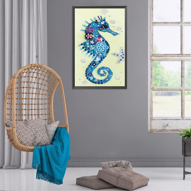 5D Diamond Painting Kit DIY Hippocampus Partial Special Shape Drill (KA351)