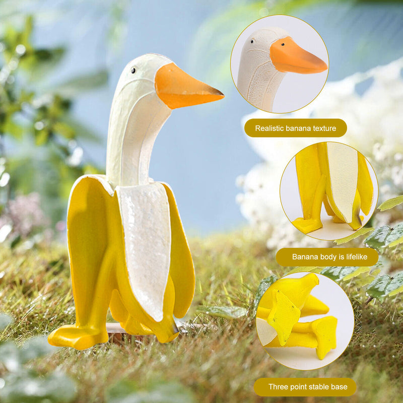 Banana Duck Sculpture - Funny Duck Art Statue Ornament Housewarming Garden