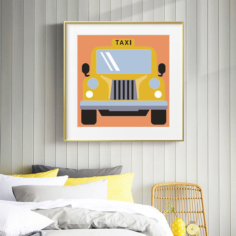 Frameless Digital Painting Cartoons Car Pattern DIY Painted By Numbers on Can
