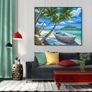 Painting By Numbers Kit DIY Sea Boat Canvas Oil Picture Home Wall Artworks