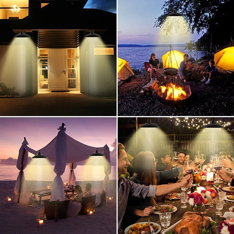 Solar LED Pendant Lights Outdoor Garden Wall Chandelier (Double Head Warm) Newly