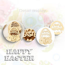 10pcs Wooden Easter Egg Pieces with Hemp String DIY Cutout Craft Ornaments