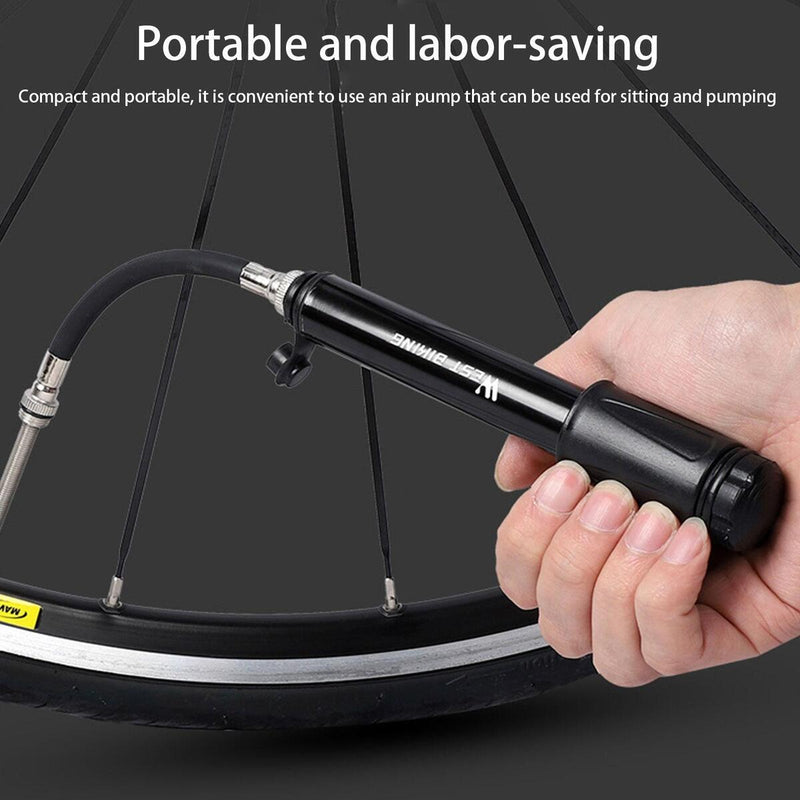 Mini Bicycle Bike Pump 100PSI Tire Portable Air Inflator with Hose.