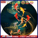 Nine Fish Full Round Drill Mosaic DIY Wall Art Picture of Rhinestone Decora