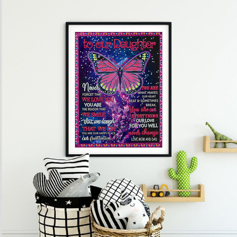Butterfly English DIY Diamond Painting Special Shaped Pictures Home Decor