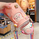 620ML Kids Water Sippy Cup with Silicone Bag Cartoon Feeding Bottle (Pink) Newly