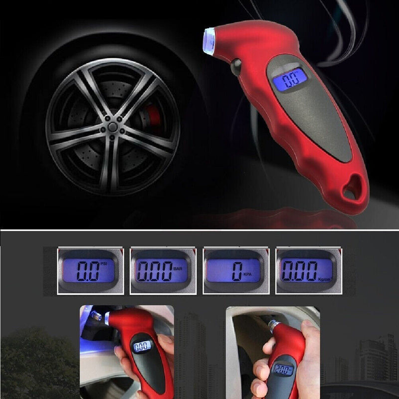 HB-110 Digital Tire Tyre Pressure Gauge 0-150 PSI for Car Motorcycle (Red) Newly