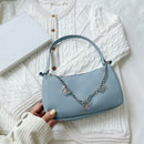 Fashion Women Butterfly Chain PU Underarm Bag Casual Small Handbags (Blue)