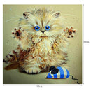 DIY 5D Round Diamond Rhinestone Cross Stitch Painting Home Decor Cute Cat
