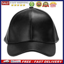Unisex Leather Baseball Cap Outdoor Sport Adjustable Hat (Black)