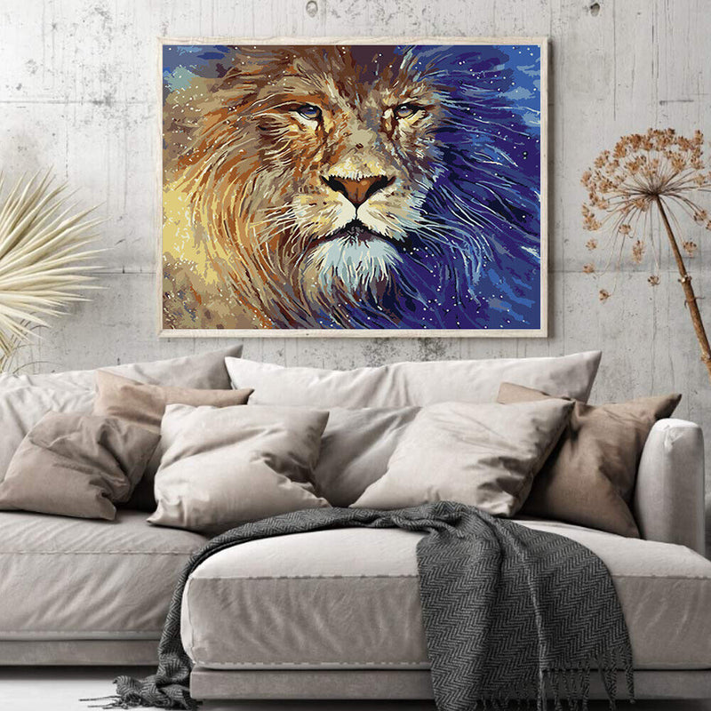 Lion Oil Paint By Numbers Kits DIY Handpainted on Canvas Wall Art Pictures