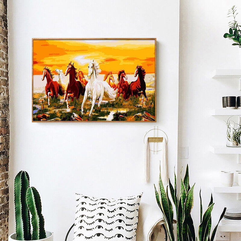 Digital Oil Painting By Numbers Kits Horse DIY Hanging Decor Room Wall Canvas