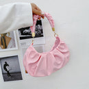 Women Fashion Pleated Shoulder Underarm Bag Hobos Solid Color PU Leather Wallet