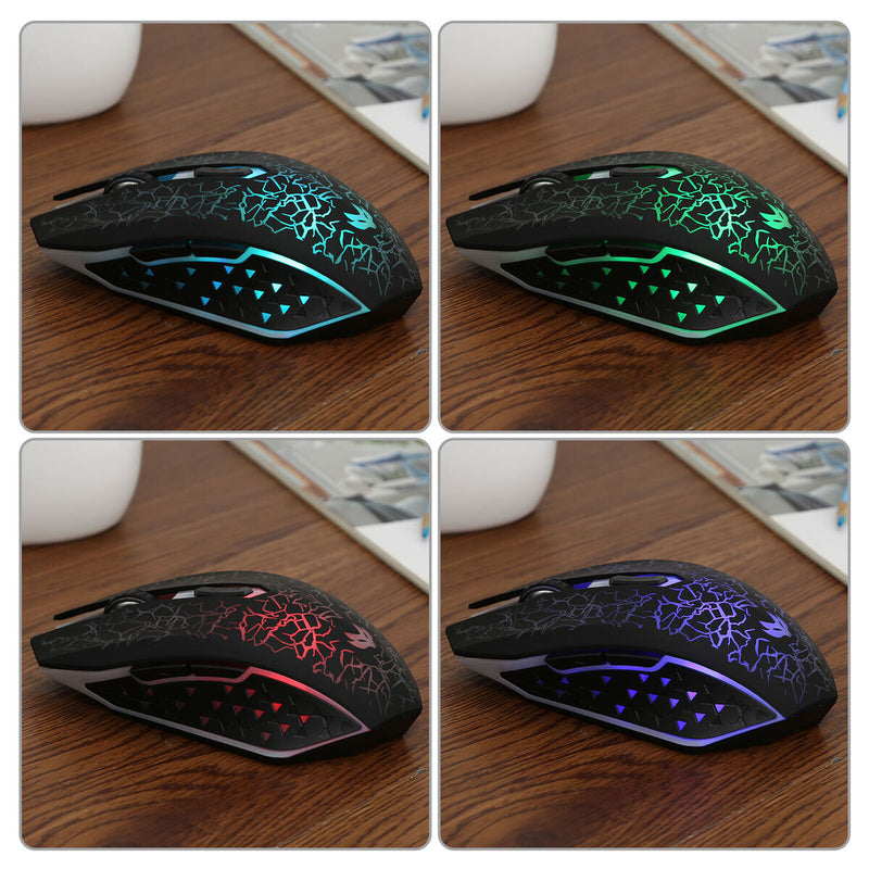 Wireless Computer Mouse Rechargeable 2.4GHz 7-Color Luminous Ergonomic Game Mice