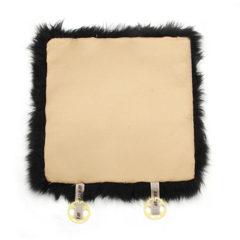 Winter Car Seat Cushion Faux Fur Seat Pad Home Office Chair Mat (Black)