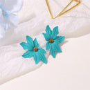 Korean Sweet Flower Drop Earrings for Women Petal Ear Jewelry Gift (Green) Newly