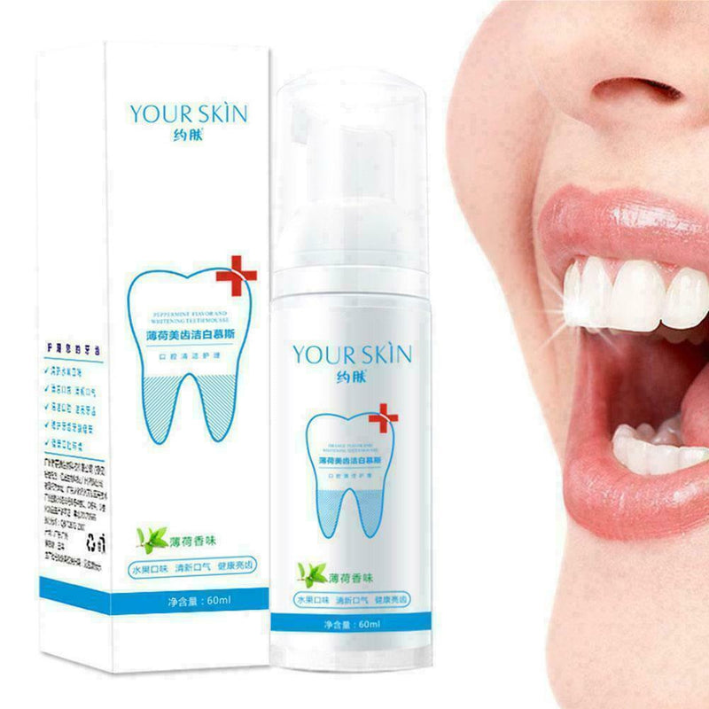 Teeth-Cleaning Whitening Mousse Toothpaste Removes Plaque W4R7 Stains O5D9