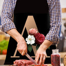 Letter A Linen Kitchen Apron Waterproof Oilproof Cooking Pinafore (82X68CM)