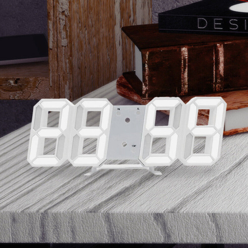 LED Digital Alarm Clock Snooze Desk Clock Date Temperature Function (White)