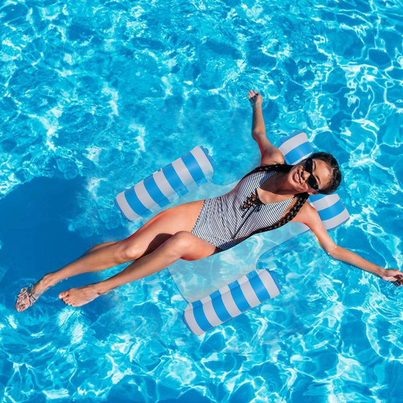 PVC Water Hammock Float Lounger Pool Inflatable Recliner Chair (Light Blue)