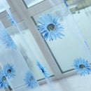 Sunflower Print Window Door Curtain Tulle Curtains for Living Room (Blue)
