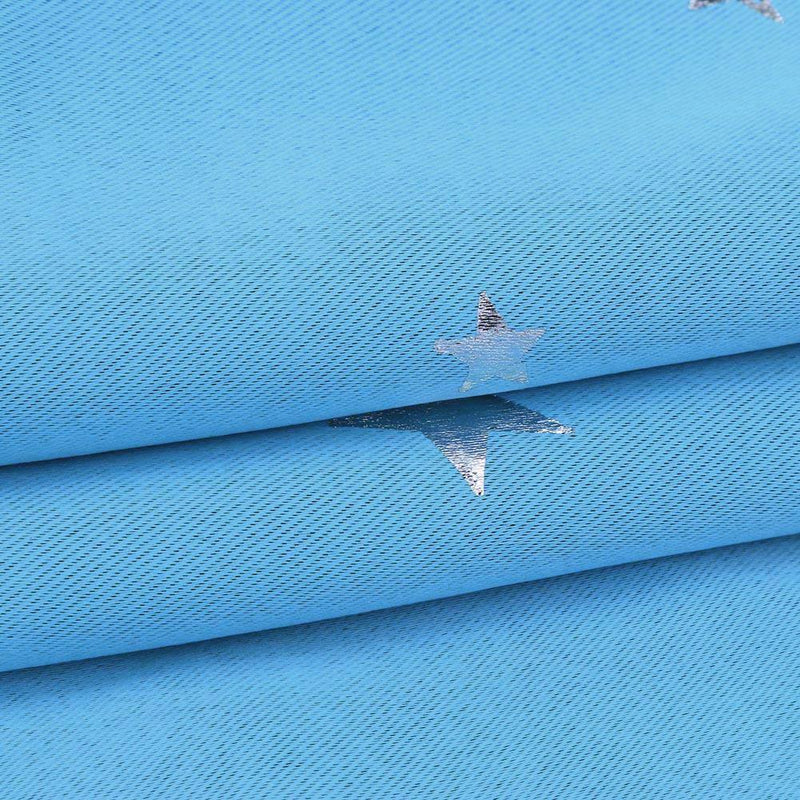Stars Blackout Curtain Living Room Window Blind Shading Screen Drapes(Blue)