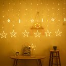 LED Curtain String Light 8Mode Star Moon Plug Night Light  (EU Warm Light)