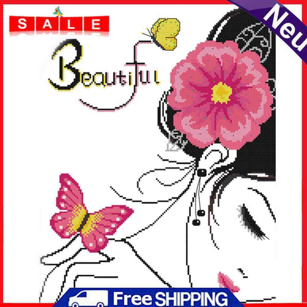 14CT Cotton Thread Beautiful Girl Cross Stitch Part Embroidery Needlework Kit