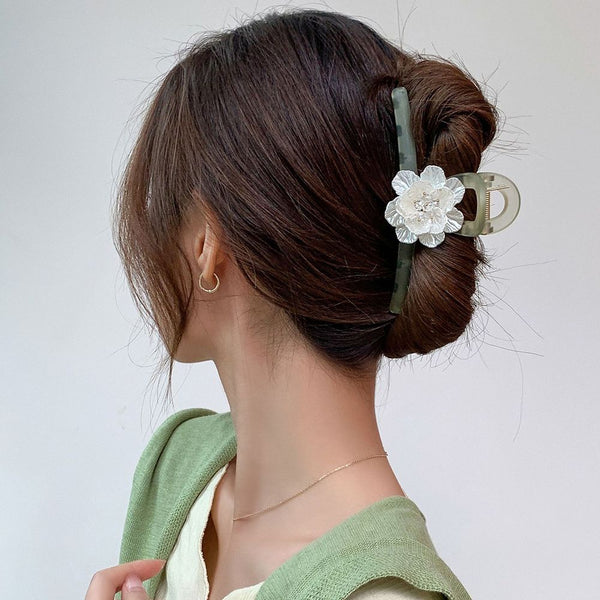 Elegant Side Clip Camellia Catch Clip Shark Clip Strongly Fixed Headwear