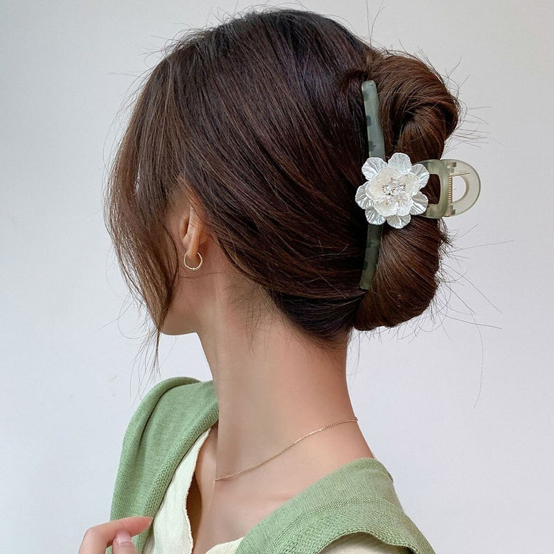 Elegant Side Clip Camellia Catch Clip Shark Clip Strongly Fixed Headwear