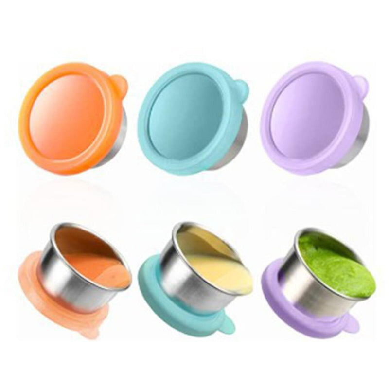 6x Stainless Steel Silicone Condiment Lid Reusable Sauce Cup Lid Kitchen Tool#