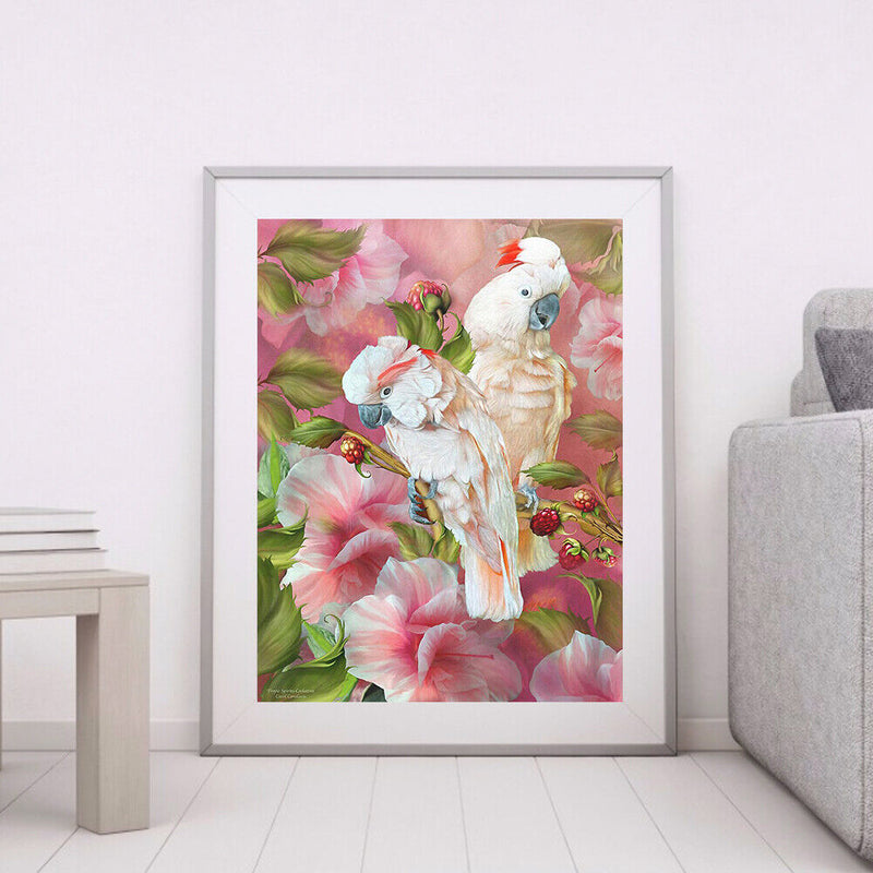 Full Round Drill Diamond Painting White Parrot Mosaic Drawing