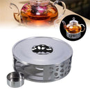 Stainless Steel Warmer Tea Coffee Teapot Candle Light Heater Holder Round Base