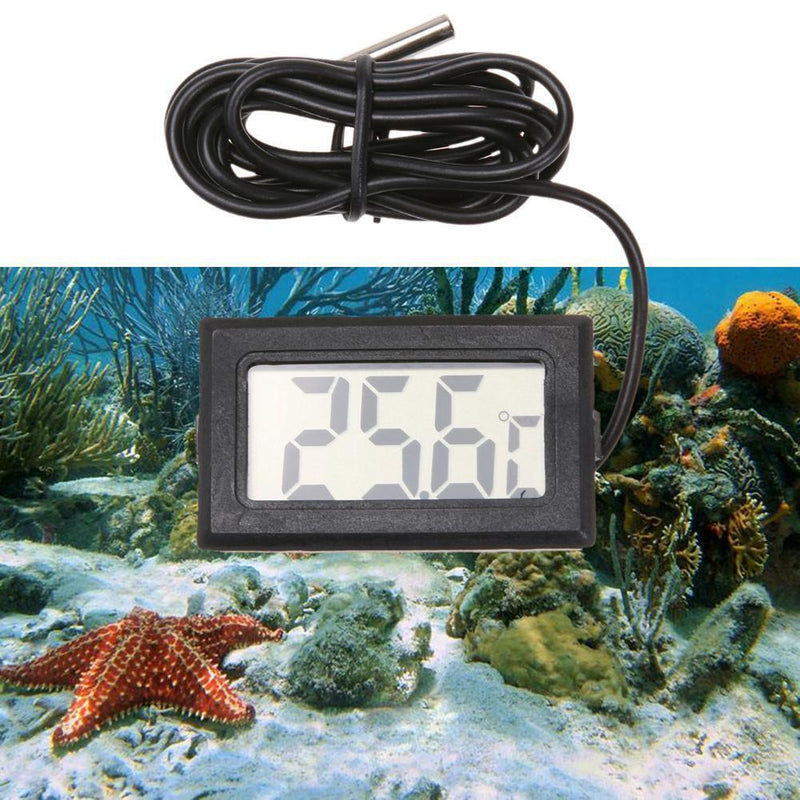 Waterproof Electronic Digital LCD Pet Aquarium Thermometer w/ Probe(Black)