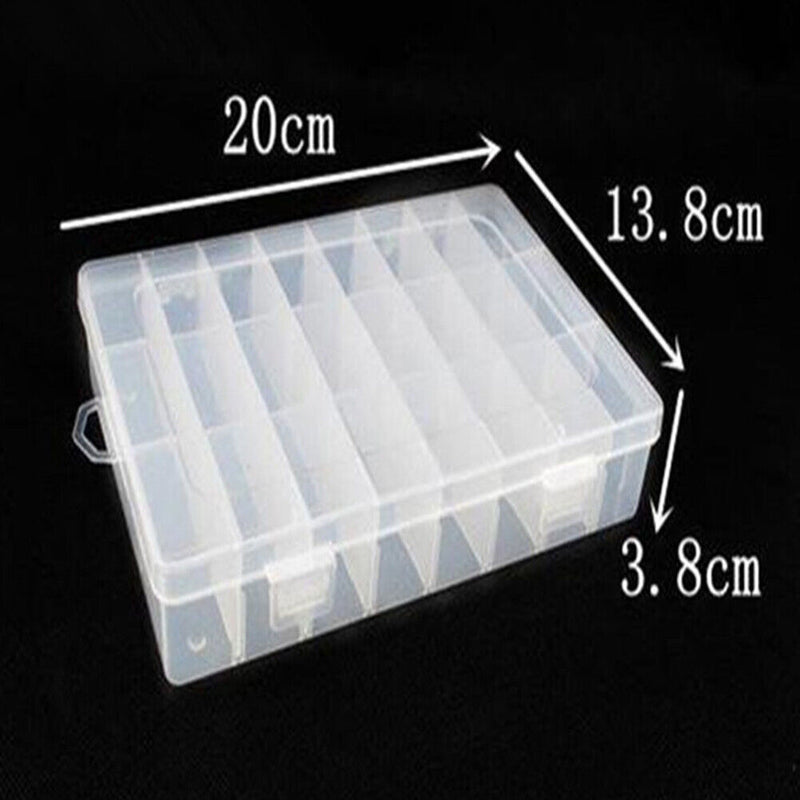 24 Slots Transparent Plastic Fishing Lure Box Fishing Tackle Storage Box Newly