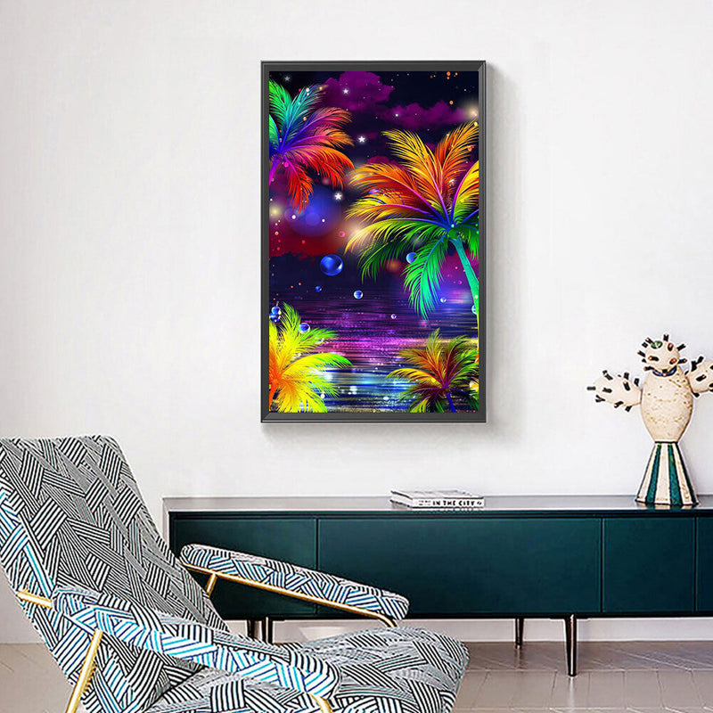 DIY Diamond Painting Kits Full Round Drill Coconut Tree Crafts Home Decoration