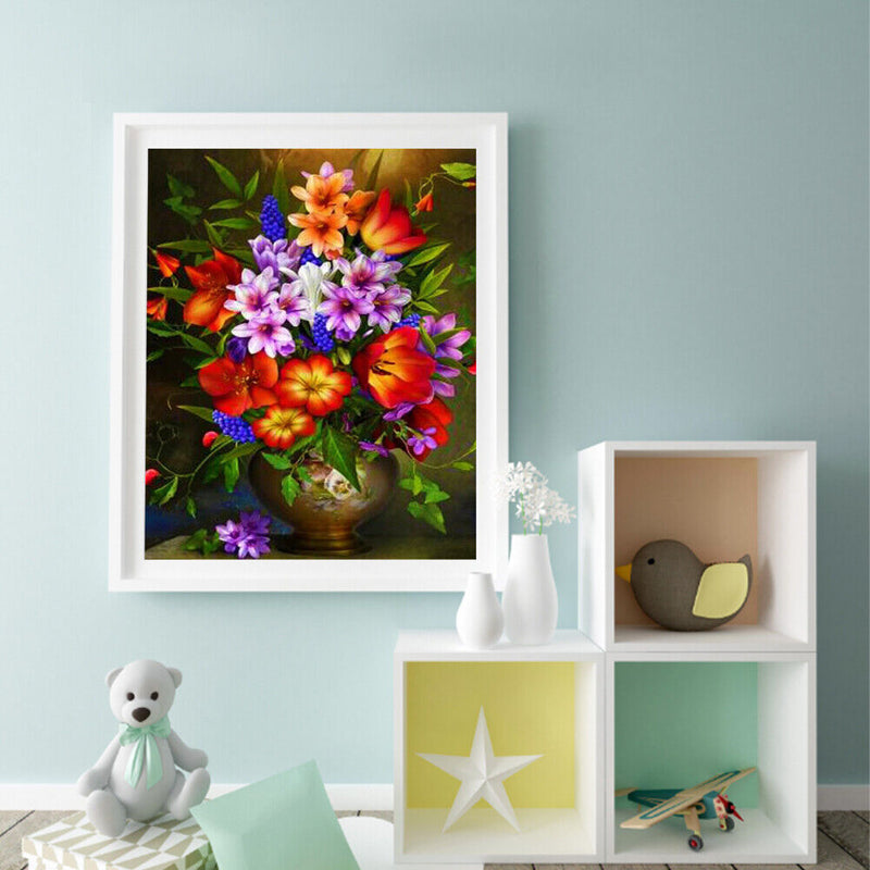 Flower Oil Paint By Numbers Kit DIY Acrylic Painting Wall Art Picture Craft S