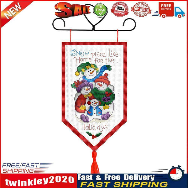 Christmas Banner Pendant 14CT Stamped Cross Stitch Needlework Set (021) Newly