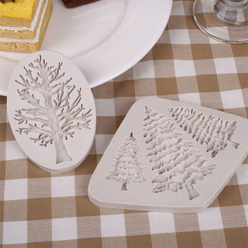 DIY Chocolate Leaves Tree Shape Silicone Fondant Mold Cake Decor Mould