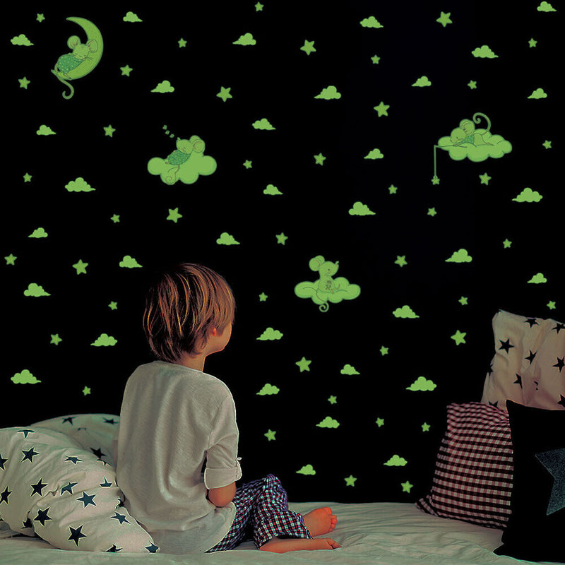 3pcs/set Waterproof Room Decals Luminous Removable Star Animal Wall Art Stickers