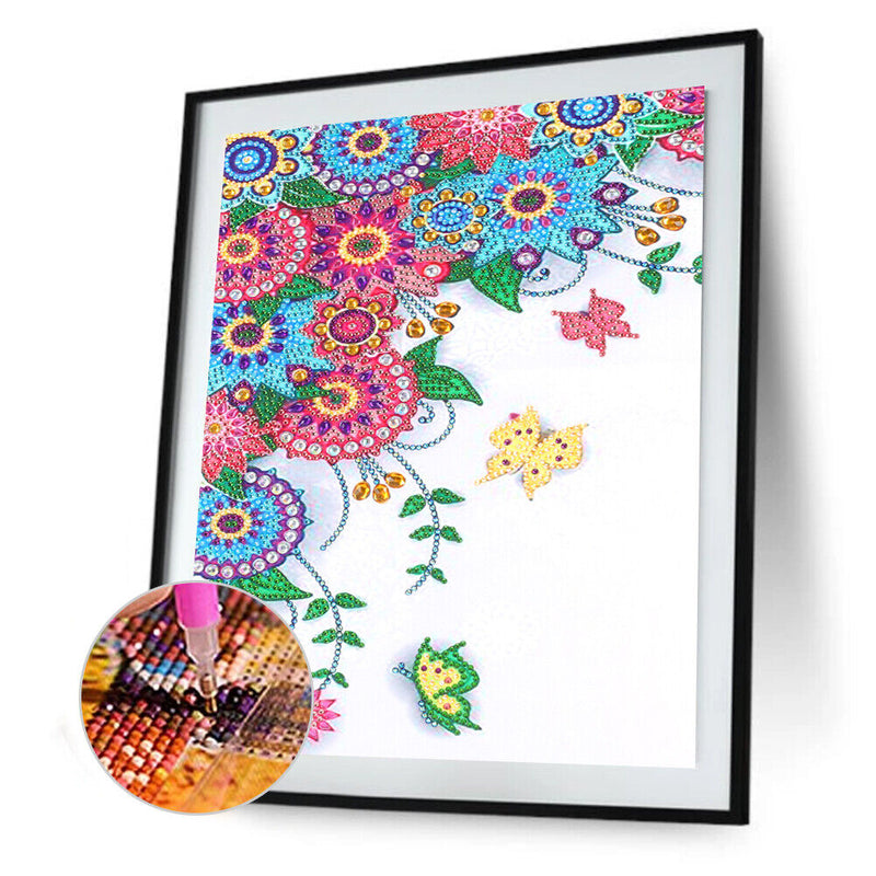 5D Part Special Shaped Drill Diamond Painting Flower Butterfly Kit Wall Art
