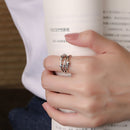 Anxiety Ring with Beads Expandable Stacking Knuckle Rings for Women Girls